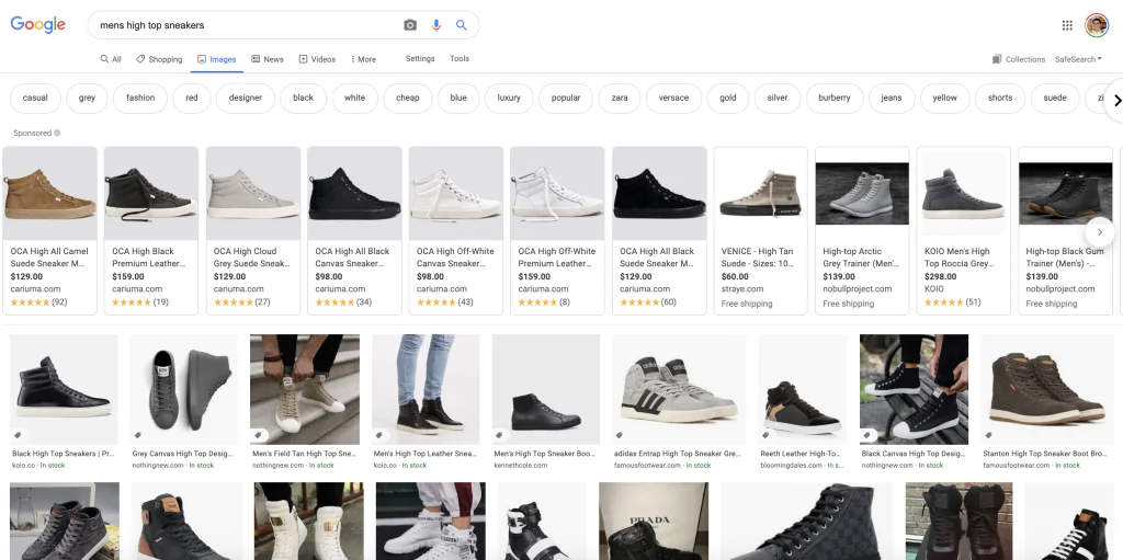 google shopping view 