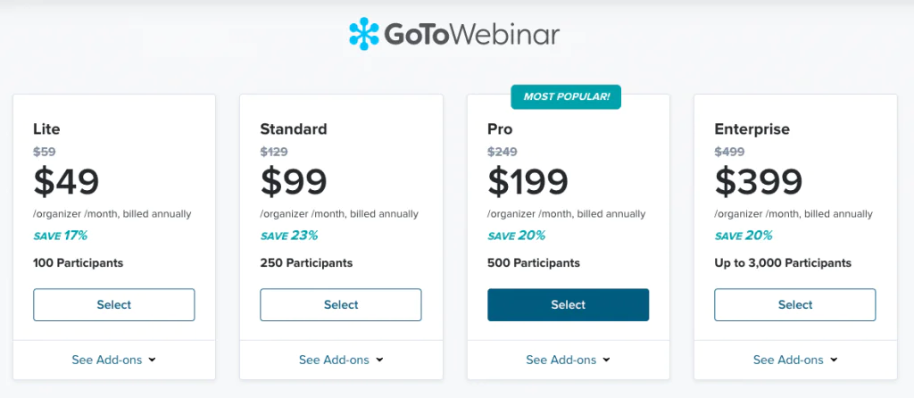 gotowebinar pricing