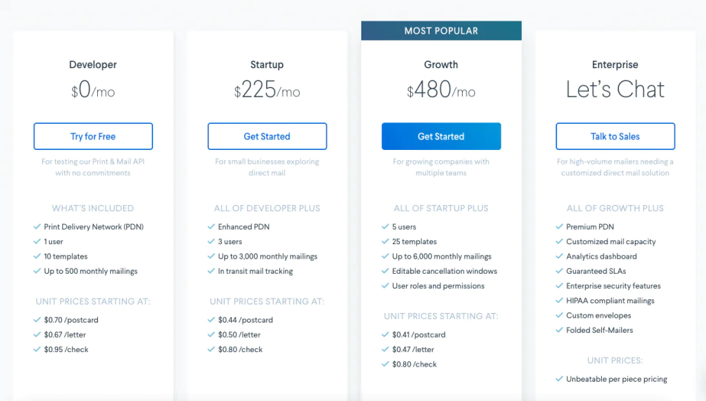 lob direct mail pricing